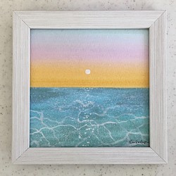 小さな海　ミニ水彩画　原画　トリコロール　トロピカル 1枚目の画像