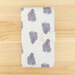 ぶどうのiPhoneケース(手帳型 / グレー) 1枚目の画像