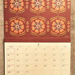 2017　東欧風の花柄のカレンダー　Ａ4　 1枚目の画像