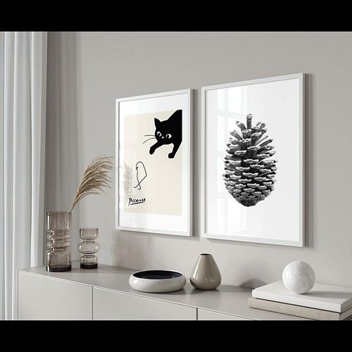 0088】ピカソスケッチ・小鳥と黒猫のアートポスター 北欧 海外