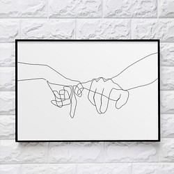 【0189】アートポスター　Hands of couples line art　シンプル　一筆書き　モノトーン　海外 1枚目の画像