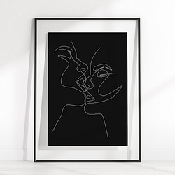 【0256B】アートポスター　Flawless One Line Drawing Black poster　モノトーン 1枚目の画像