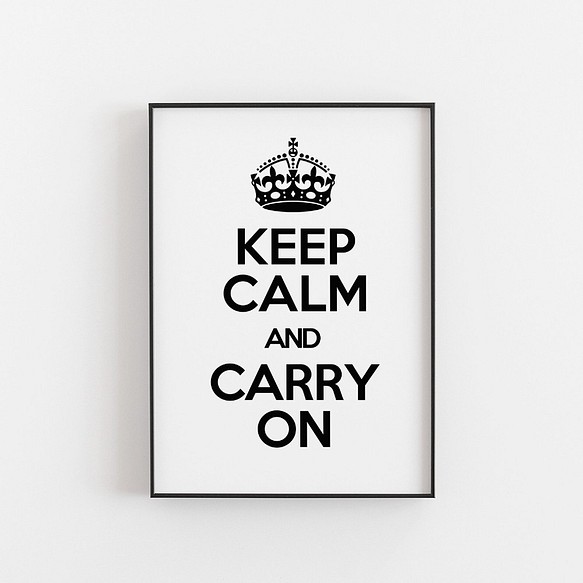 【0428W】アートポスター　KEEP CALM AND CARRY ON POSTER White Ver.　北欧 1枚目の画像