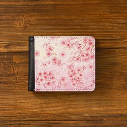 [雙折錢包]櫻花粉[花卉圖案]錢包 第1張的照片