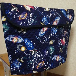 防災頭巾カバー　椅子の　背もたれ　用　濃紺宇宙 1枚目の画像