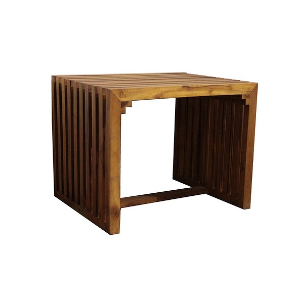 【ジディシティチーク家具】木製バスケットエンプティスクエアサイドテーブルサイドテーブルDSCO002Bローテーブル収納無垢材シン 1枚目の画像