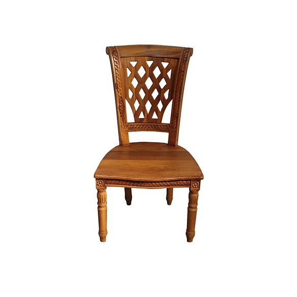 【吉迪市柚木家具】柚木典雅格狀雕花休閒椅 餐椅 PP041 餐廳 椅子 第1張的照片