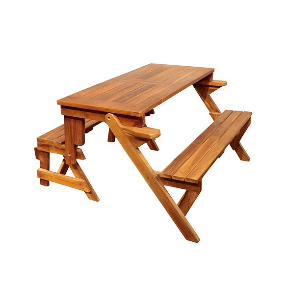 【吉迪市柚木家具】】鄉村風兩用折疊桌椅 野餐桌 野餐椅 PP562 第1張的照片