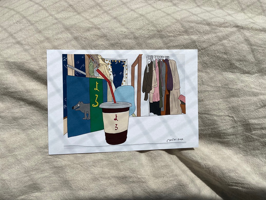 人気海外一番 いい顔してるね❣️ ニャゴスリー 手描きポストカード
