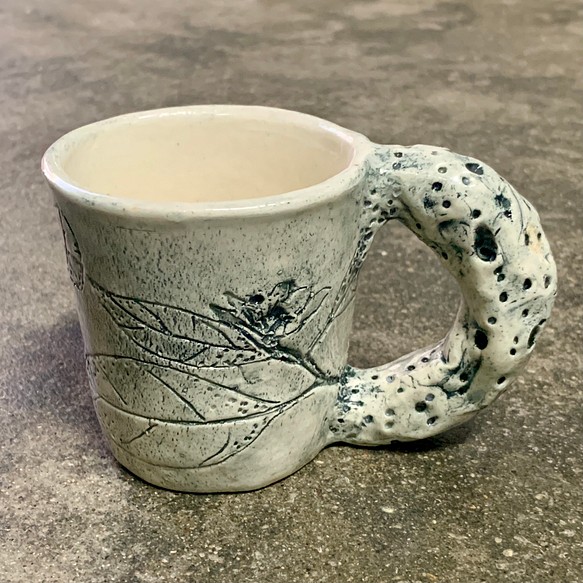 「レモン・草木カップ」いのちのきおくシリーズ、粘土、陶土、陶磁器、cup、マグカップ 1枚目の画像