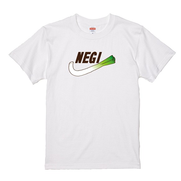 【送料無料】「NEGI」（ホワイト）大人気のおもしろTシャツ【ゆうパケット送料サービス】 1枚目の画像