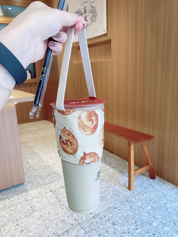 ルーム208日本の綿とリネンの環境に優しい飲料バッグ/手作りの飲料バッグ/飲料バッグ/カップカバー 1枚目の画像