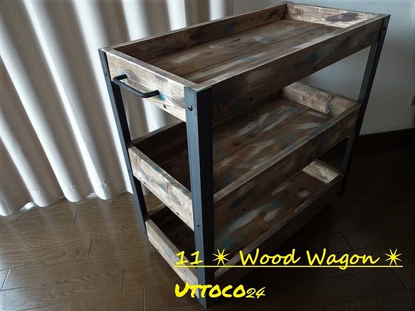 11_✴ Iron Wood Wagon ✴ 送料無料  (#Uttoco24 #ワゴン #カート #収納 #移動 ) 1枚目の画像