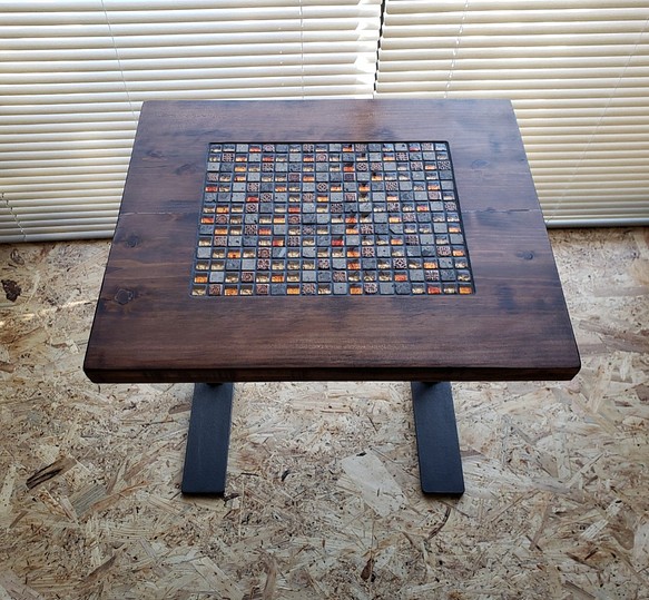 wood/タイルのアイアンサイドテーブル