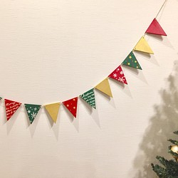 Creema限定 クリスマス 旗 ガーランド  木のぬくもり感じるインテリア  壁飾り 1枚目の画像