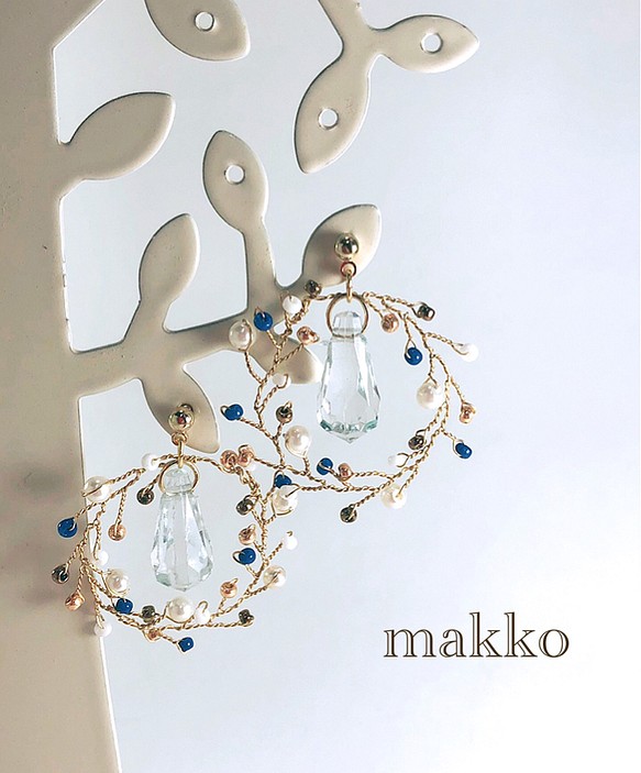 ビーズの小枝リースピアス ピアス（フック・チェーン） Makko