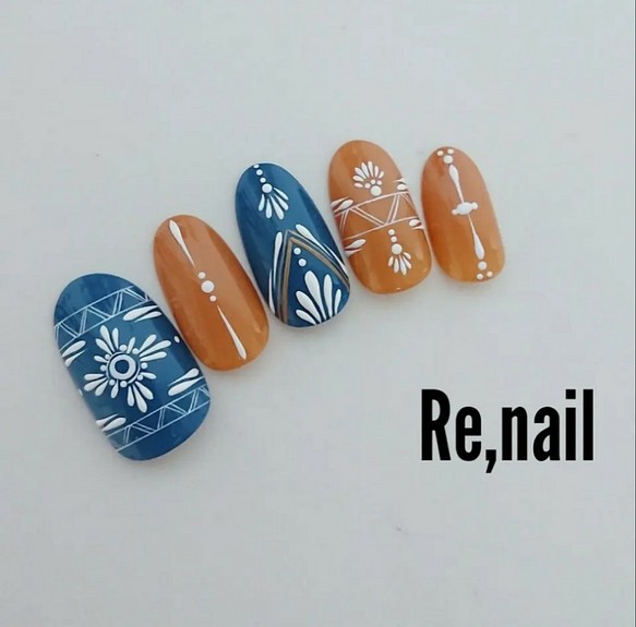 ネイティブ ボヘミアンネイル ネイルチップ ネイルシール Re Nail 通販 Creema クリーマ ハンドメイド 手作り クラフト作品の販売サイト