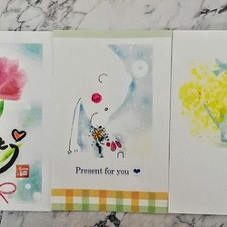 母の日カード、しろくまカード、春のあいさつミモザカード　３枚セット 1枚目の画像