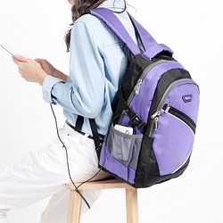 寬背帶系列 大容量保護肩膀減壓背帶後背包 紫 1818 (CG20512-3Q) 第1張的照片