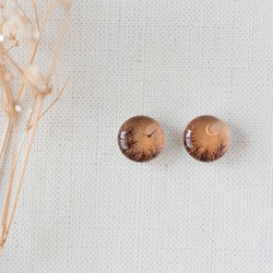 方形耳環06 /棕褐色彩色森林 第1張的照片