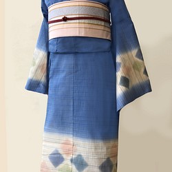 菱ブルー浴衣/夏着物 1枚目の画像