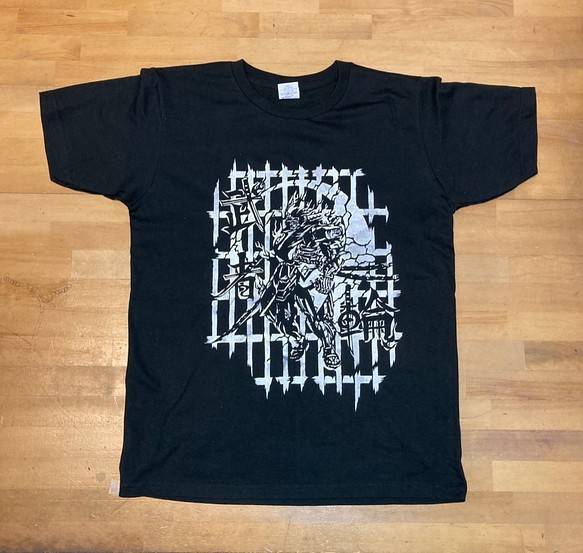 オリジナル和柄Tシャツ『武者輪カタナ』（ブラック）Lサイズ 1枚目の画像