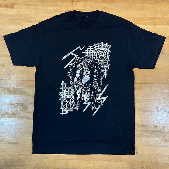 オリジナル和柄Tシャツ『雷神』（ブラック）Sサイズ 1枚目の画像