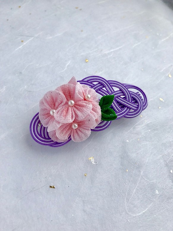 水引　紫陽花の雫　かんざし 1枚目の画像