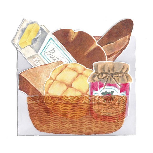什錦的卡片籃（信封）和可口的麵包，在麵包店購物 第1張的照片