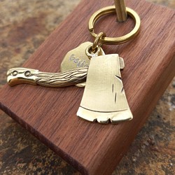 黃銅 幸運斧頭鑰匙圈 寵物名牌掛飾 第1張的照片