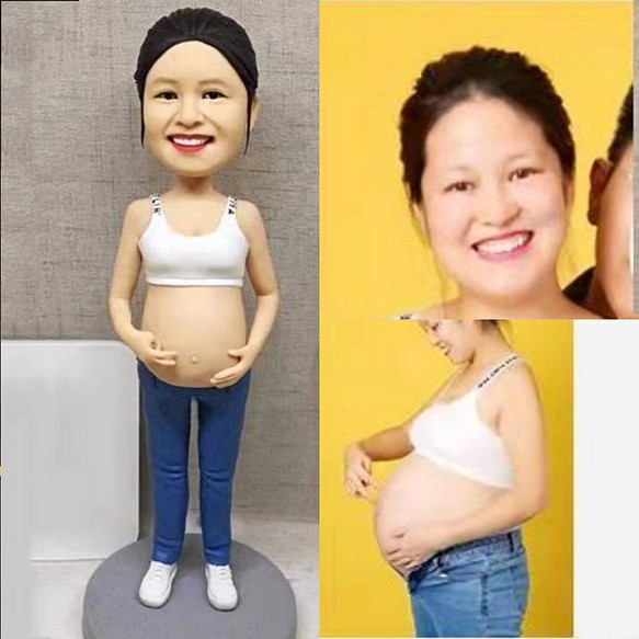 オーダーメイド 3d肖像画置物写真人形 記念日 誕生日プレゼントに 似顔絵 妊娠中のママとおなかの赤ちゃんへの贈りもの 写真 グラフィック Udesign日本 通販 Creema クリーマ ハンドメイド 手作り クラフト作品の販売サイト