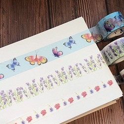 手描きの花と蝶の紙テープ（組み合わせ） 1枚目の画像