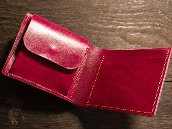 ベルギー産ルガトショルダー　アザレアピンク　二つ折り財布 1枚目の画像