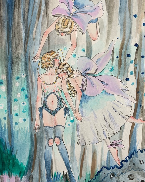 森で妖精と出会うおんなのこ 1枚目の画像