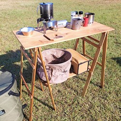 キッチンテーブル 折り畳みテーブル アウトドア 木製 軽量 キャンプ 