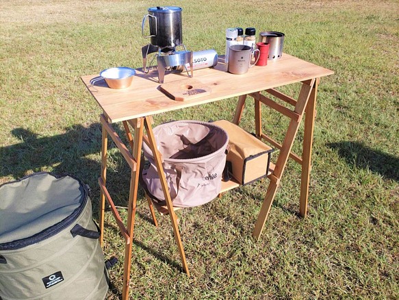 キッチンテーブル 折り畳みテーブル アウトドア 木製 軽量 キャンプ ...