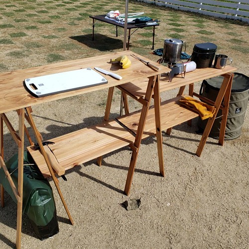 キッチンテーブル　折り畳みテーブル　アウトドア　木製　軽量　キャンプ　マルシェ