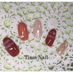 大人可愛い 秋色レースネイルチップ♡Tiam nail♡ 1枚目の画像