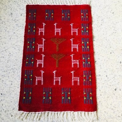 キリム80x50規格 ウール　手織り　チュニジア直送　ラグ・マット　ガゼル80 1枚目の画像