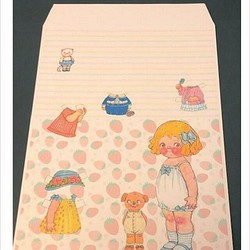 ピンクA4サイズが入る封筒＊着せ替え人形とわんこ＊オリジナル 1枚目の画像
