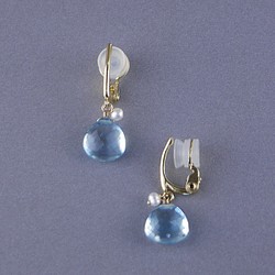 # 867E 最佳切割藍色托帕石和珍珠柔軟觸感耳環 Silver925GV 第1張的照片