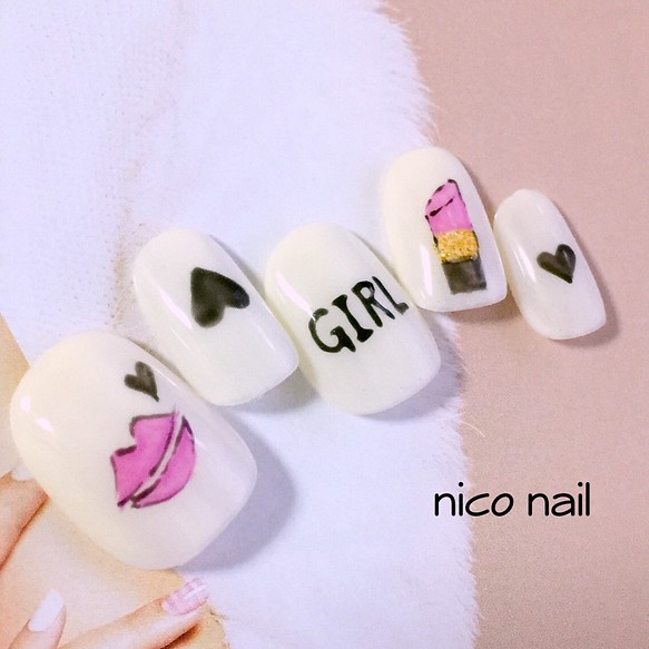 口紅ネイル ネイルチップ ネイルシール Nico Nail 通販 Creema クリーマ ハンドメイド 手作り クラフト作品の販売サイト