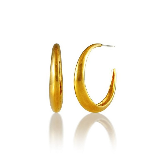Brass 22K Gold Plated Hoop Earrings 黃銅鍍22K圈型耳環(M)27mm 送禮 禮物 第1張的照片