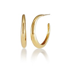 Brass 18K Gold Plated Hoop Earrings 簡約黃銅鍍18K耳環(L) 31mm 禮物 送禮 第1張的照片