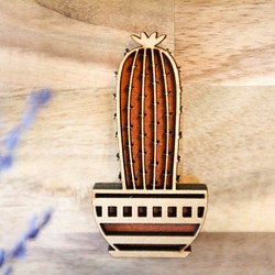 Cactus Magnet No.6  レーザーカット磁石　サボテン磁石　マグネット　木製磁石　ウッドマグネット  【 1枚目の画像