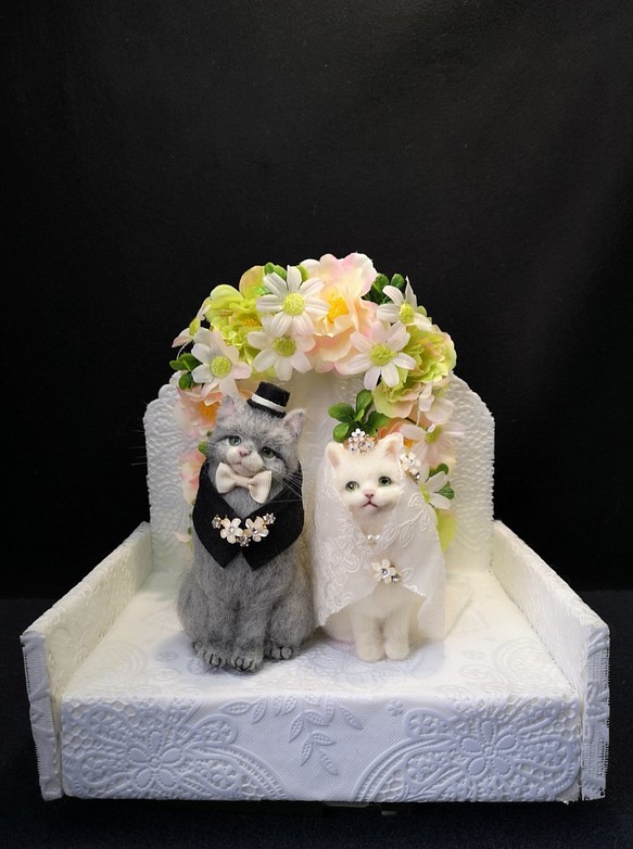 ☆マリンの家☆羊毛フェルト 猫 ウェルカムドール ハンドメイド ねこ ネコ フェルト猫 結婚 結婚式 プレゼント