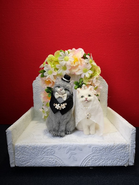 ☆マリンの家☆羊毛フェルト 猫 ウェルカムドール ハンドメイド ねこ ネコ フェルト猫 結婚