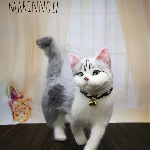 ☆マリンの家☆羊毛フェルト 猫 三毛猫 ハンドメイド ねこ ネコ