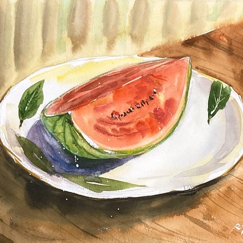 水彩画】原画「 夏の味覚 」 F4：242×332 mm 絵画 ryuji_watercolor