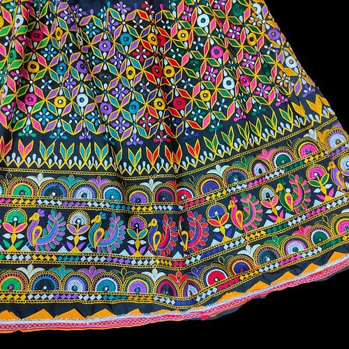 インド刺繍スカート ヴィンテージ 古布 アジアン エスニック ミラーワーク 北欧スカート